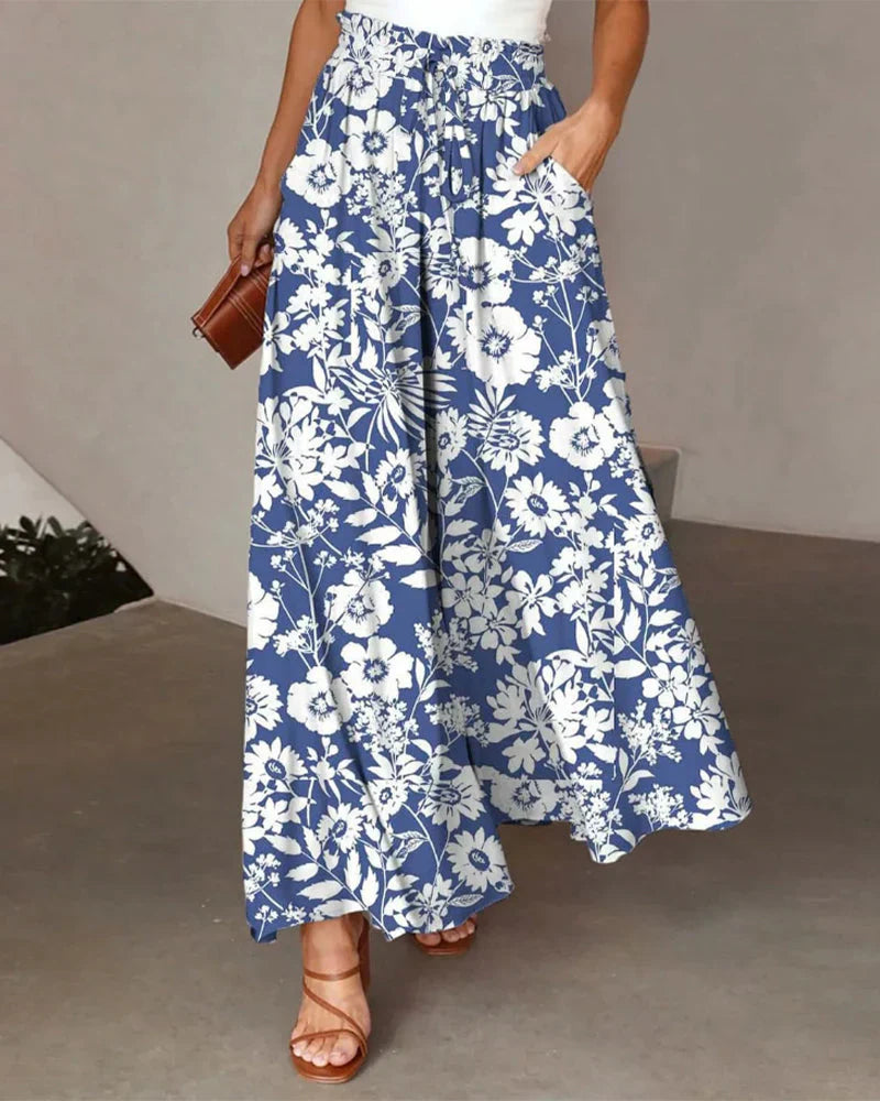 Olivia - Pantalon fluide à imprimé floral