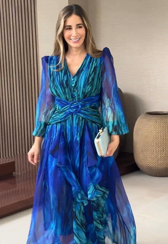Ottilia | Robe fluide élégante à manches longues pour femmes - Parfaite pour le printemps et les journées décontractées chics