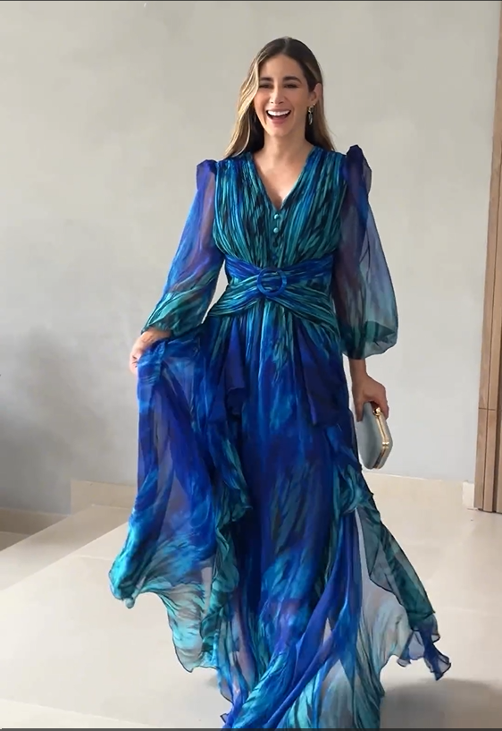 Ottilia | Robe fluide élégante à manches longues pour femmes - Parfaite pour le printemps et les journées décontractées chics