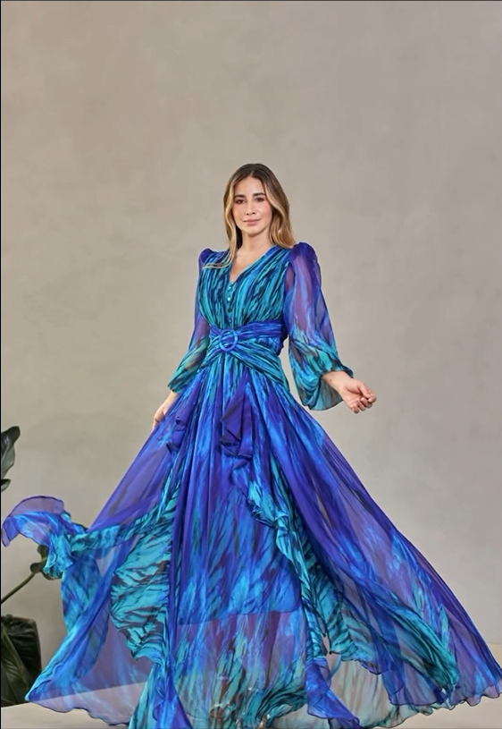Ottilia | Robe fluide élégante à manches longues pour femmes - Parfaite pour le printemps et les journées décontractées chics