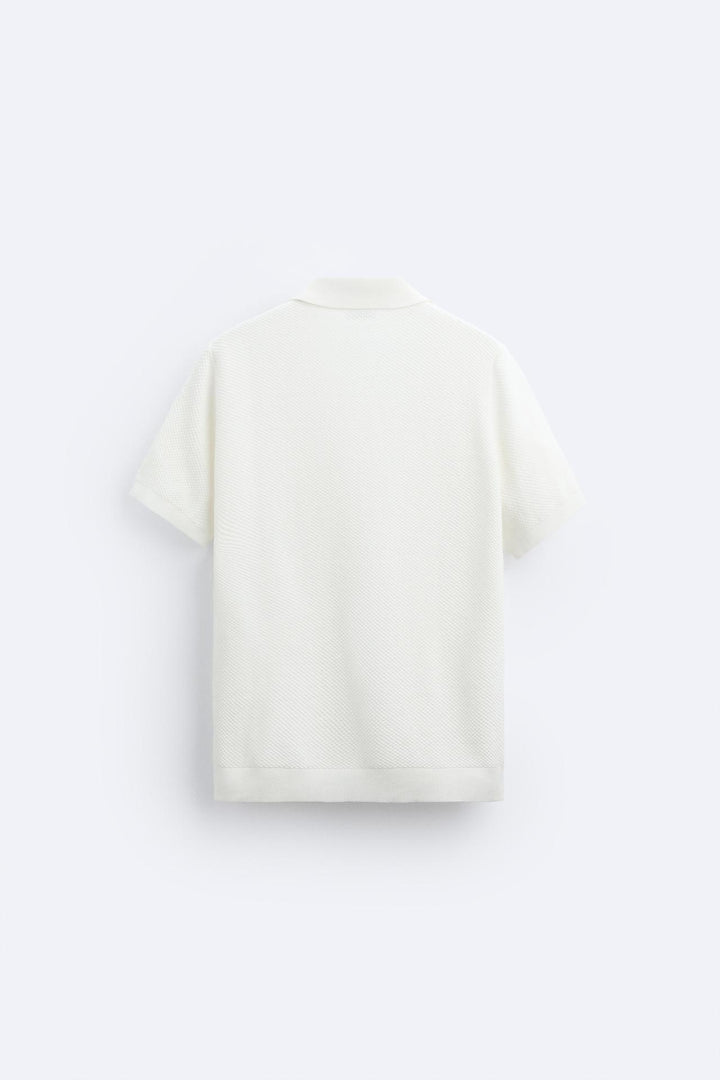 Polo en tricot classique élégante en blanc éclatant