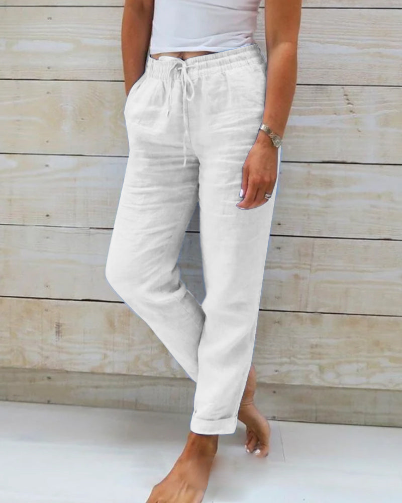 Evelien | Pantalons en lin élastiques confortables et élégants