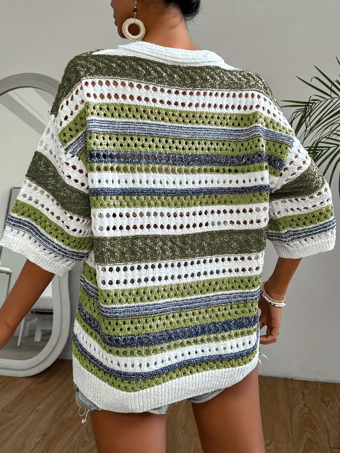 Magdalia | Top ample en maille avec trous pour femmes - Un haut confortable en grandes tailles.