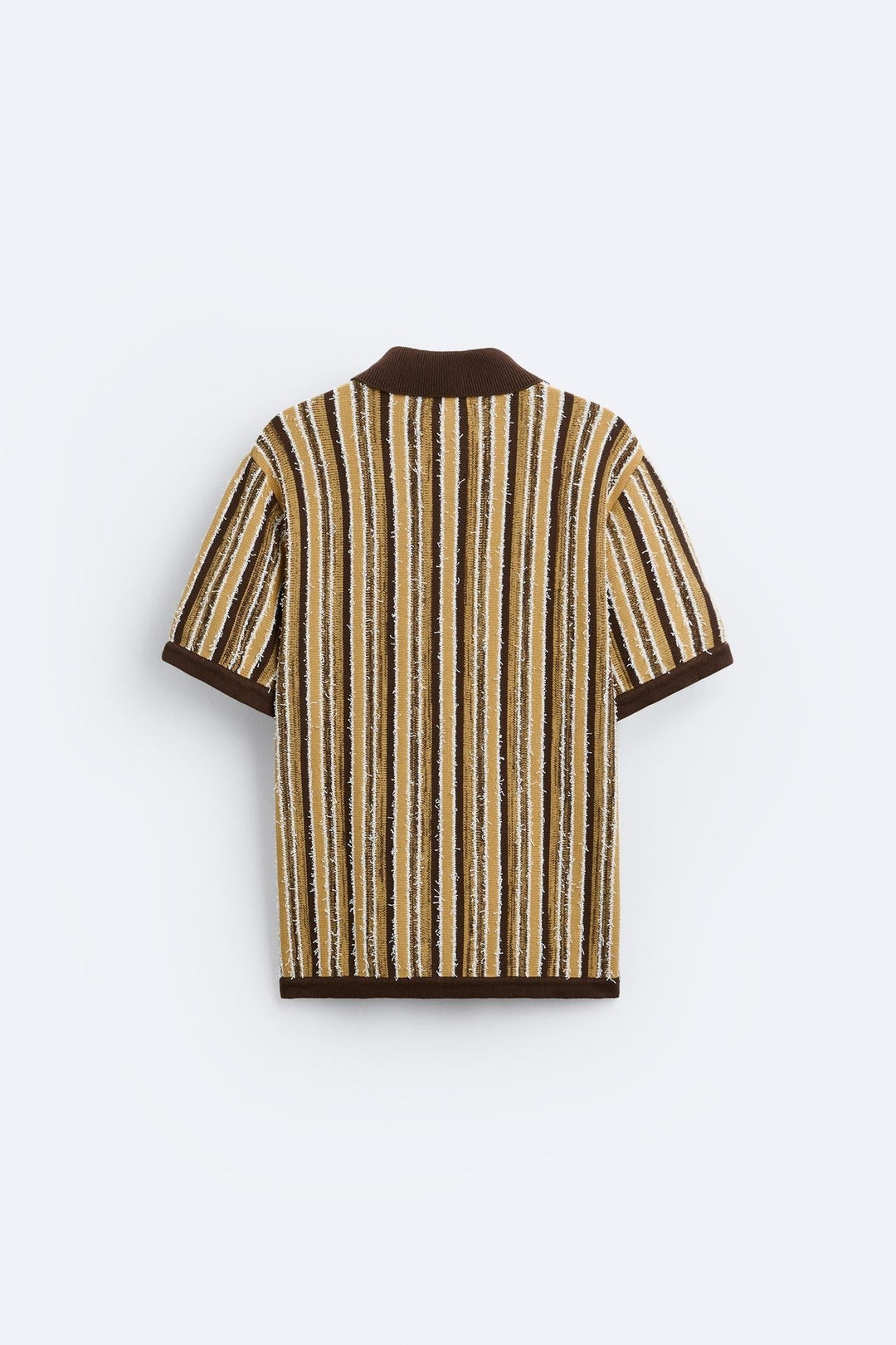 Chemise polo tricotée rétro élégante avec un motif rayé classique