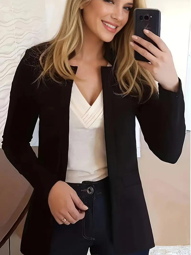 Blazer élégant et décontracté à manches longues et ouvert sur le devant pour un look sans effort