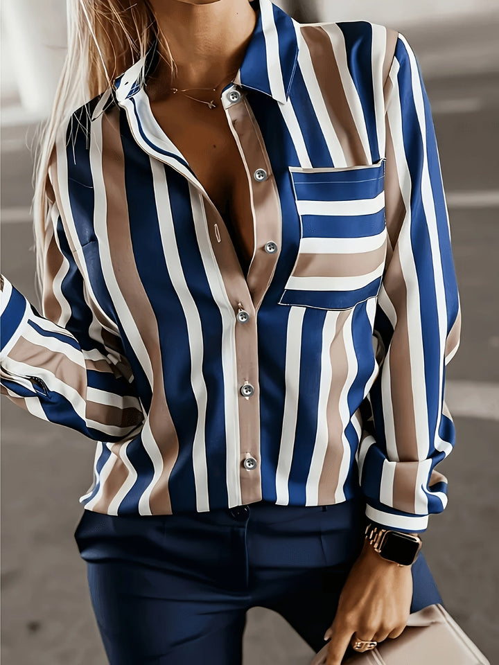 Kriselle | Chemise à rayures élégante à manches longues pour femmes - Parfaite pour les loisirs et le bureau