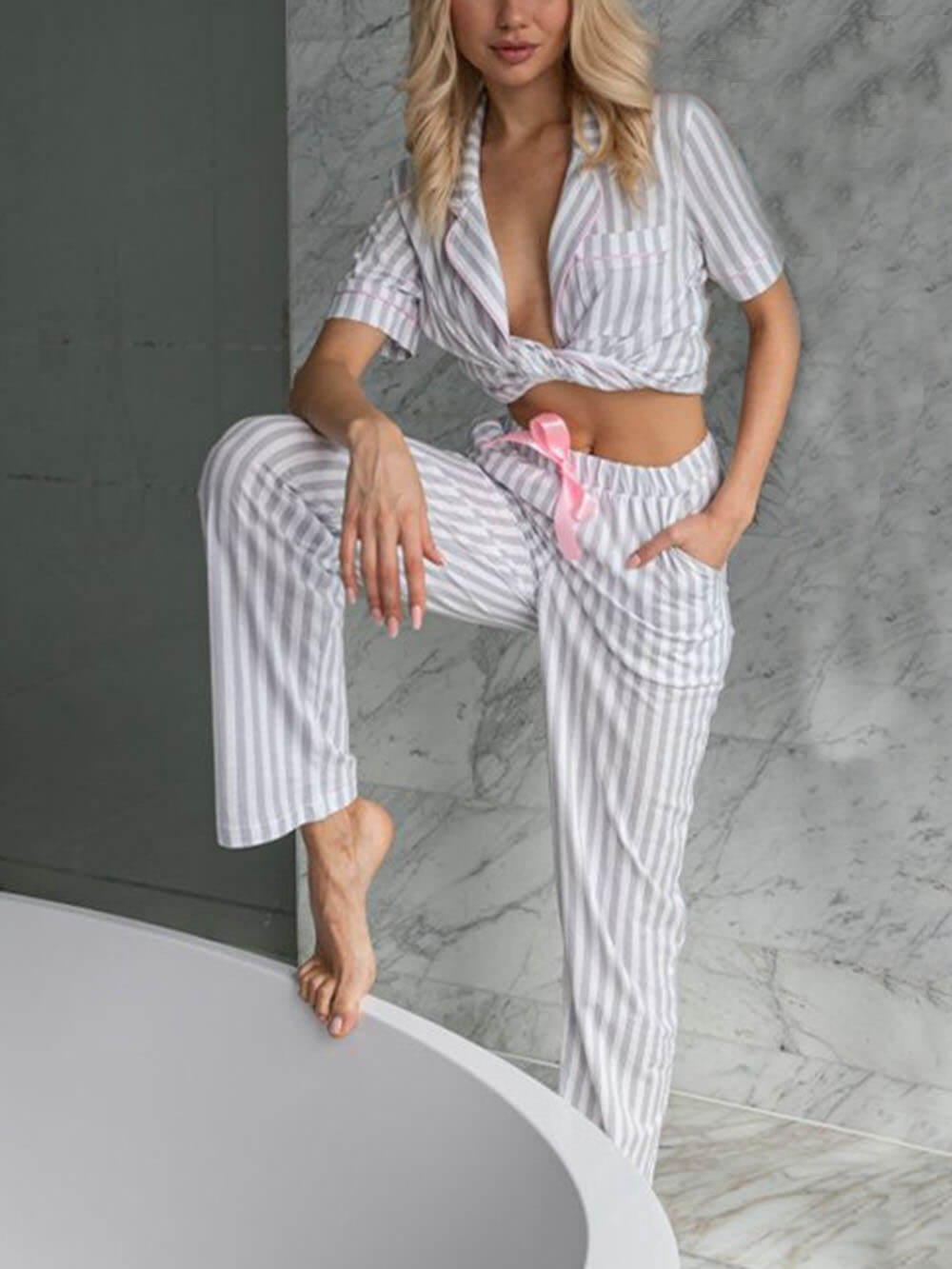 Elowyn - Ensemble loungewear de luxe à rayures pour une expérience de confort incomparable pour les femmes