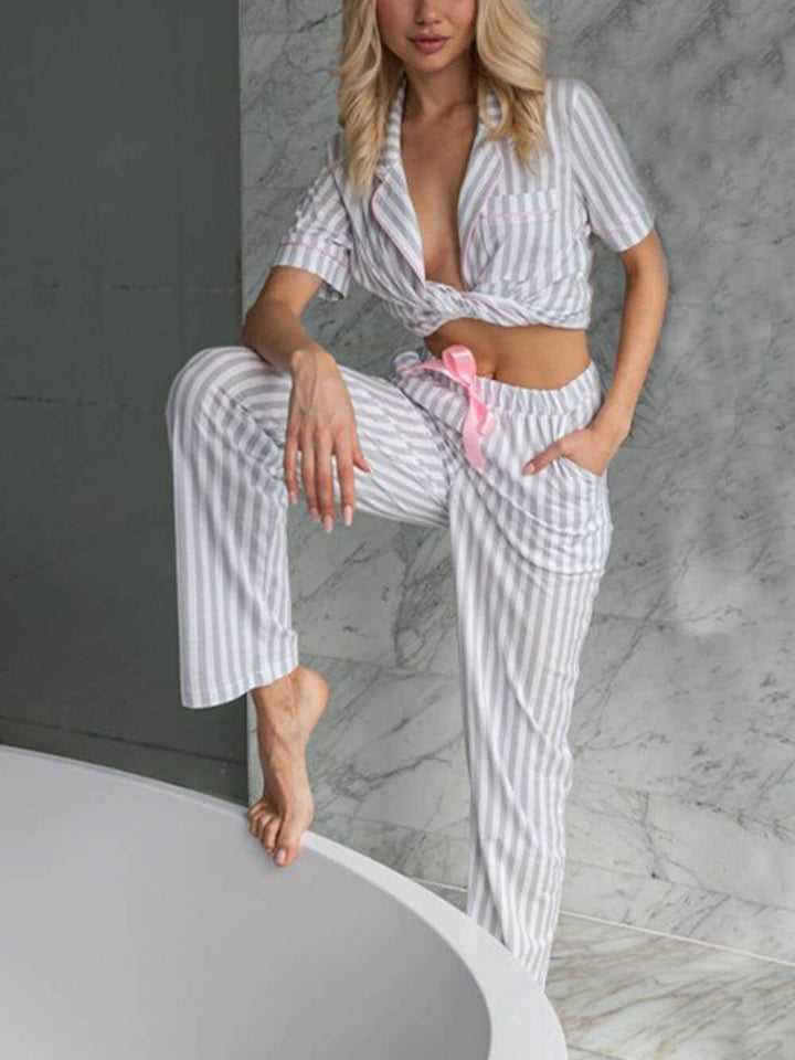 Elowyn - Ensemble loungewear de luxe à rayures pour une expérience de confort incomparable pour les femmes