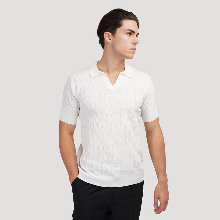 Polo Tricoté Élégant avec Texture Impressionnante