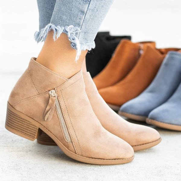 Celeste | Élégants et confortables bottines en suede à mi-hauteur avec fermeture éclair et un petit talon subtil