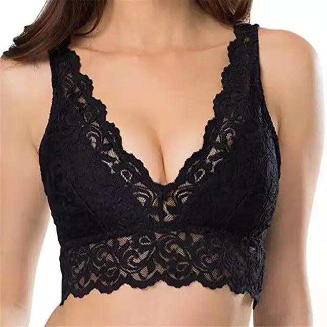 Elégant soutien-gorge bralette à col V en dentelle sans armatures - Margaux