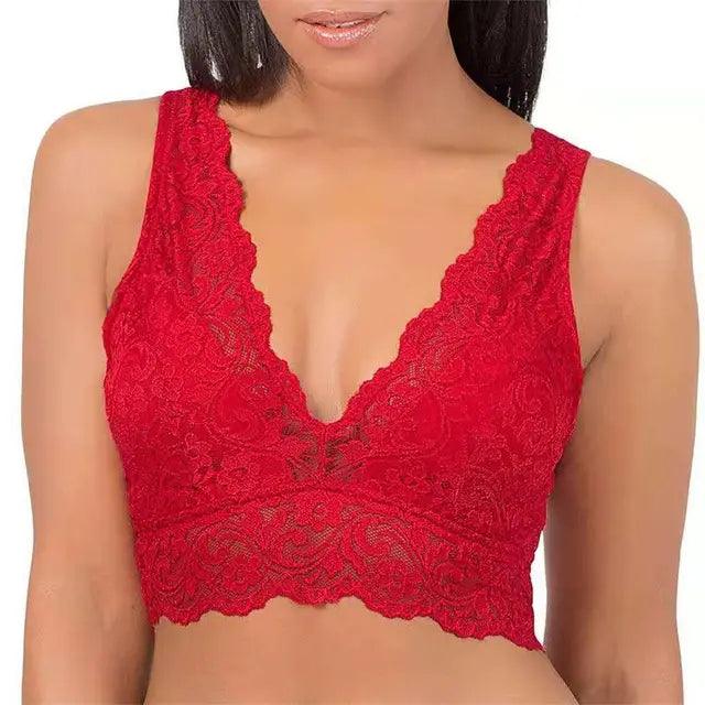 Elégant soutien-gorge bralette à col V en dentelle sans armatures - Margaux