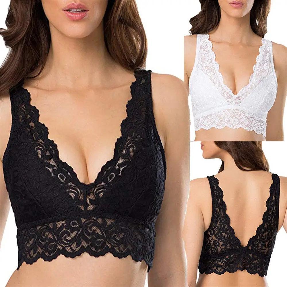 Elégant soutien-gorge bralette à col V en dentelle sans armatures - Margaux