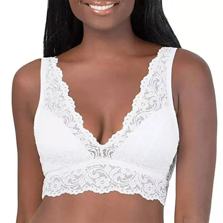 Elégant soutien-gorge bralette à col V en dentelle sans armatures - Margaux