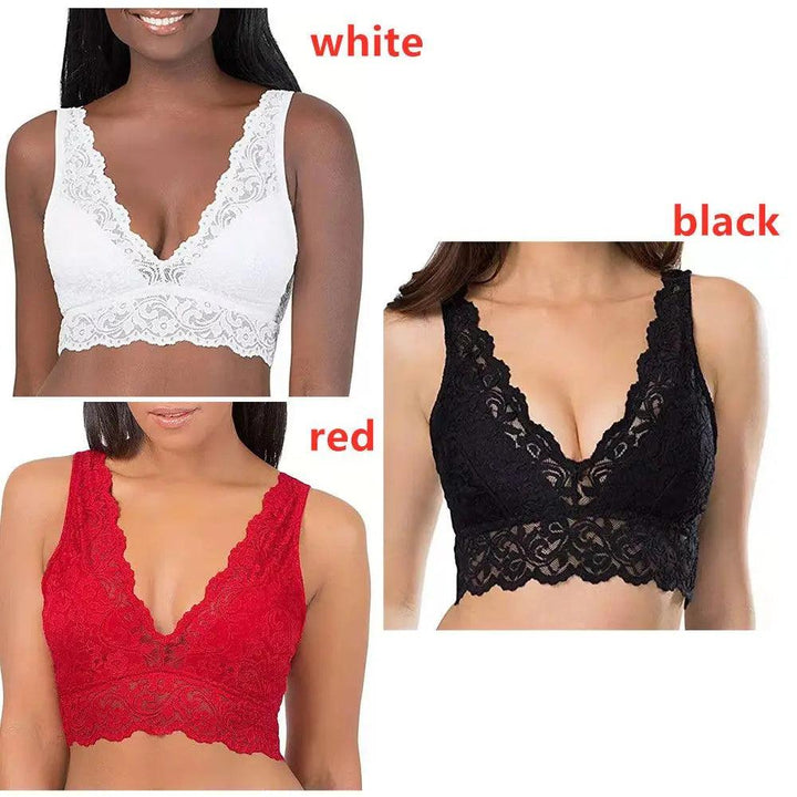 Elégant soutien-gorge bralette à col V en dentelle sans armatures - Margaux