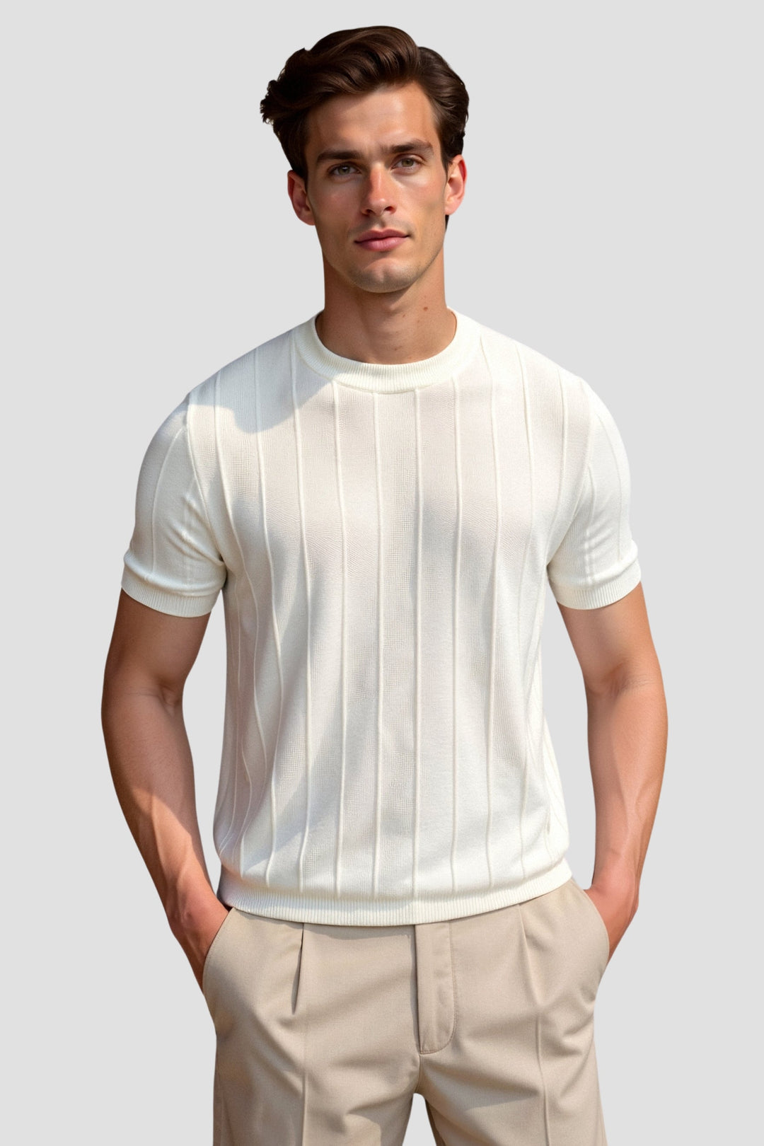 T-shirt Rayé Classique et Épais à Col Rond pour un Style Intemporel