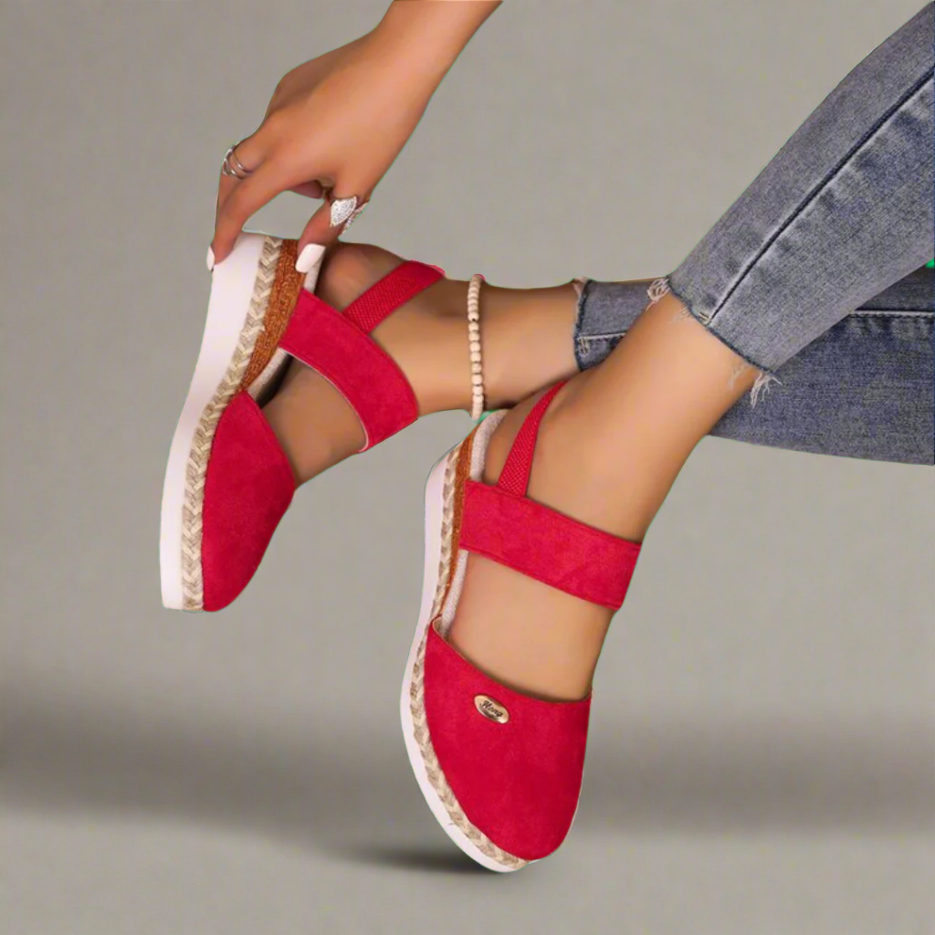 Philippa - Sandales élégantes pour femmes avec des bandes larges confortables et un talon compensé tendance