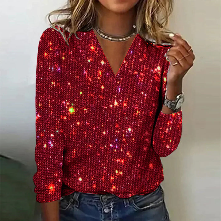 Priscilla - Pull rayonnant avec col en V pour un look élégant