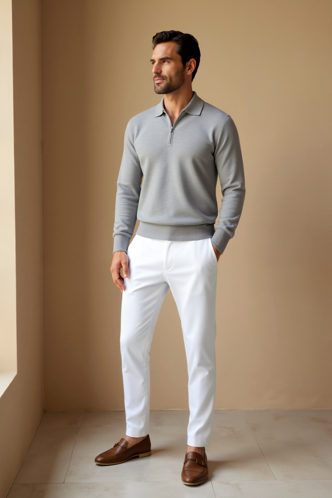 Stefano - Polo pour hommes élégante avec zip pour un look raffiné