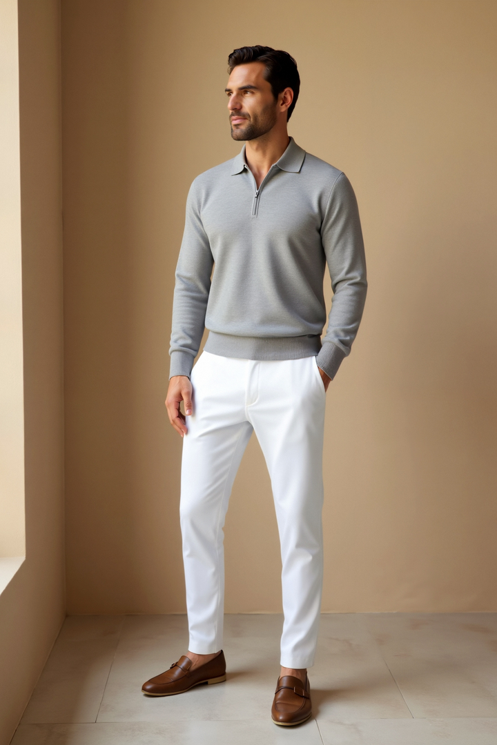 Stefano - Polo pour hommes élégante avec zip pour un look raffiné