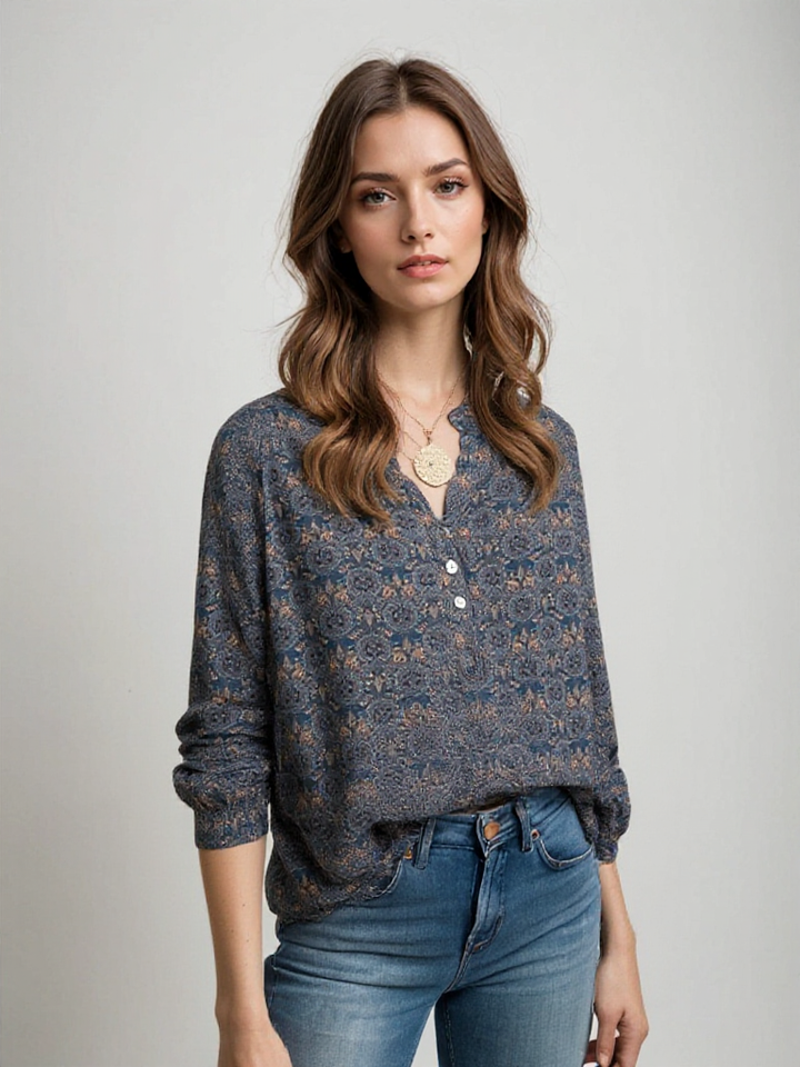 Blossom & Lace | Charmante blouse vintage boho pour femmes avec un motif élégant