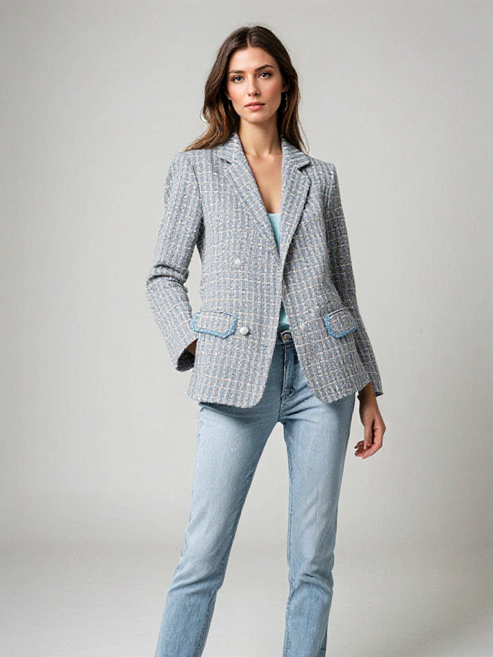 Blossom & Lace - Blazer pour femme à carreaux élégants et cintré pour un look chic.