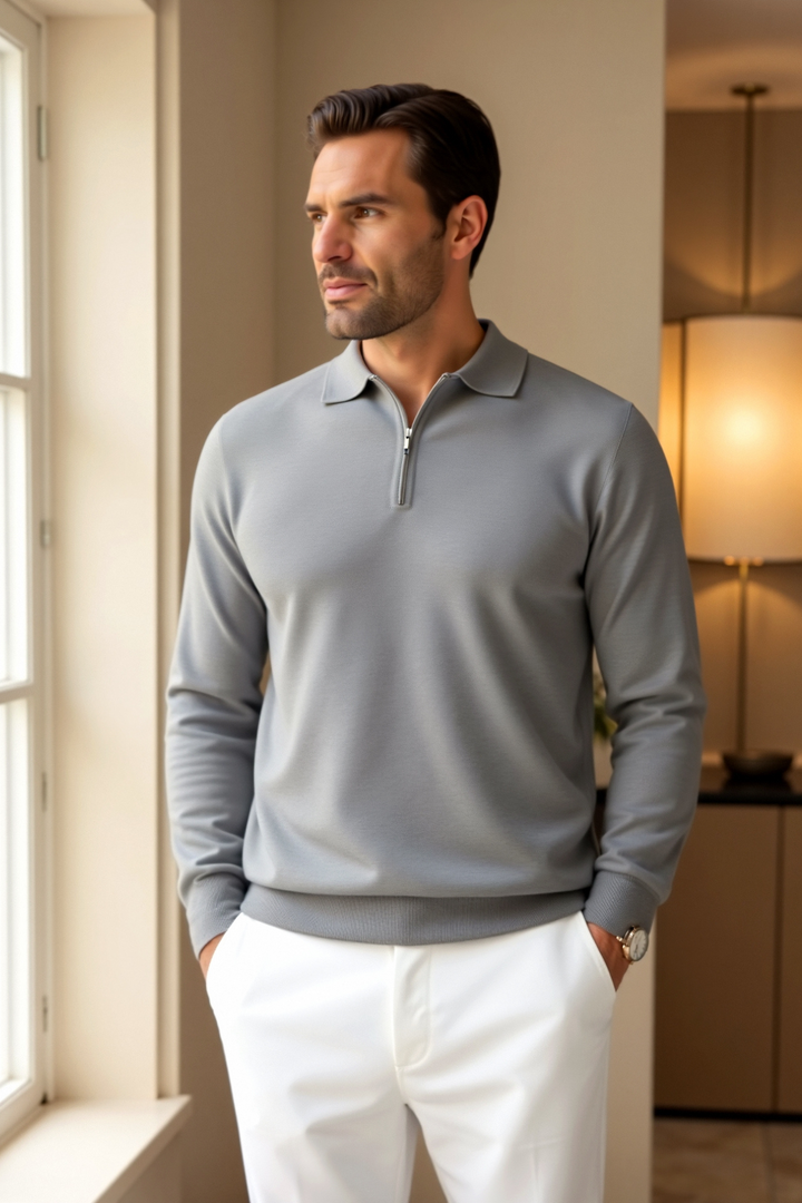 Stefano - Polo pour hommes élégante avec zip pour un look raffiné