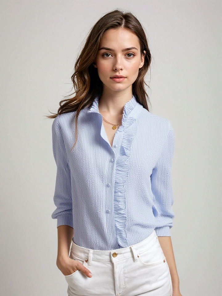 Blouse élégante pour femme à manches longues avec volants pour un look chic | Mecca