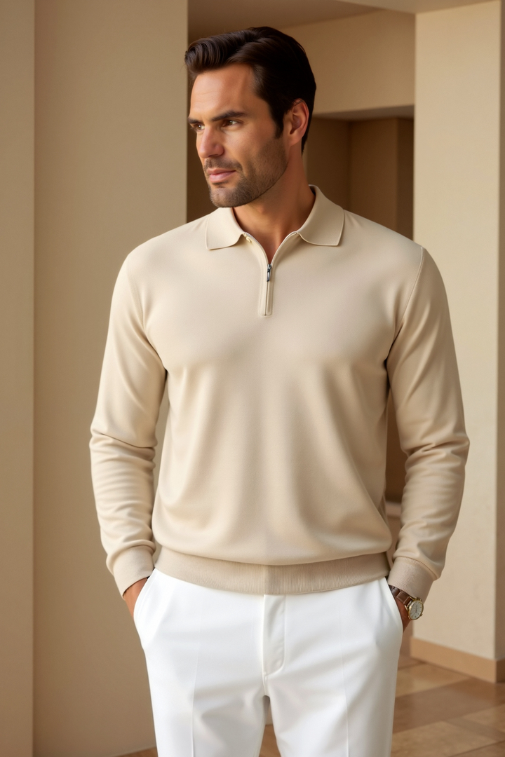 Stefano - Polo pour hommes élégante avec zip pour un look raffiné