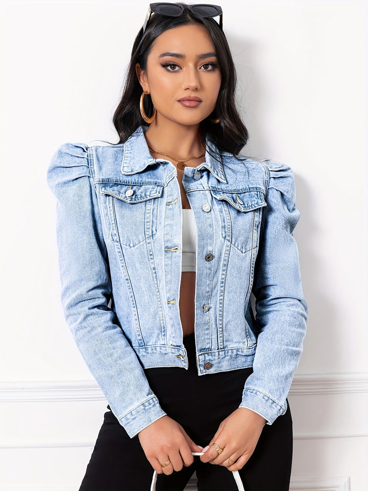 Floriane | Veste en denim élégante pour femmes avec manches bouffantes - Le mélange parfait de vestes décontractées et chics