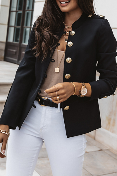 Alma | Blazer chic pour femme avec col montant et boutons luxueux - Parfait pour un veston décontracté à l'extérieur