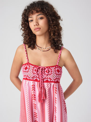 Yrma | Robe Maxi Bohème Rose Rouge avec Bretelles Spaghetti - Robe d'Été Élégante pour des Jours Sophistiqués
