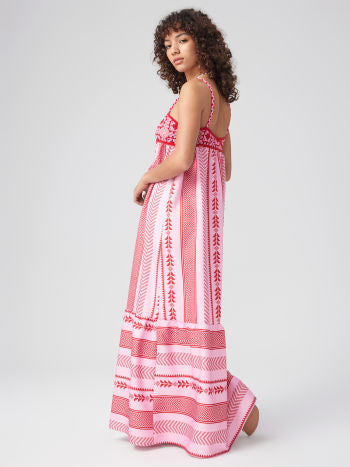 Yrma | Robe Maxi Bohème Rose Rouge avec Bretelles Spaghetti - Robe d'Été Élégante pour des Jours Sophistiqués
