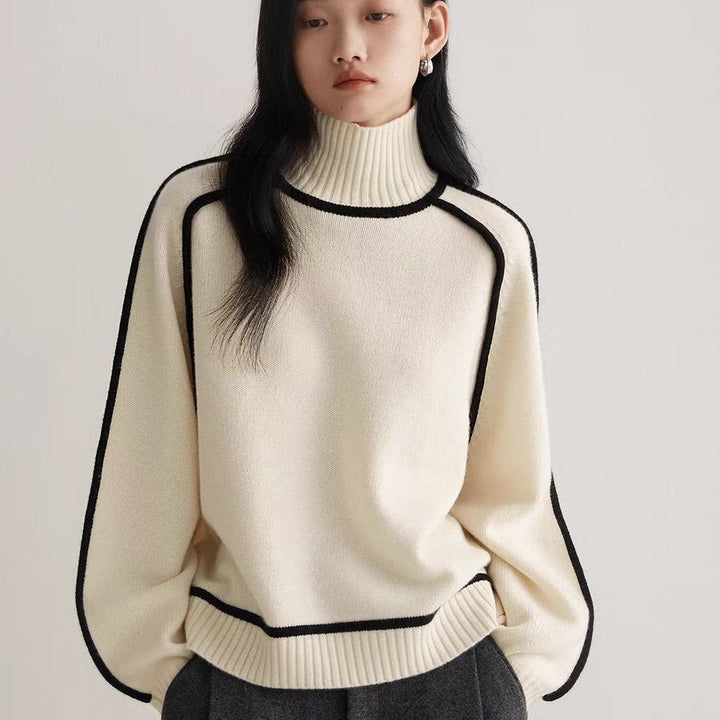 Isabelle - Pull en maille élégant à col montant pour un look classique et confortable.