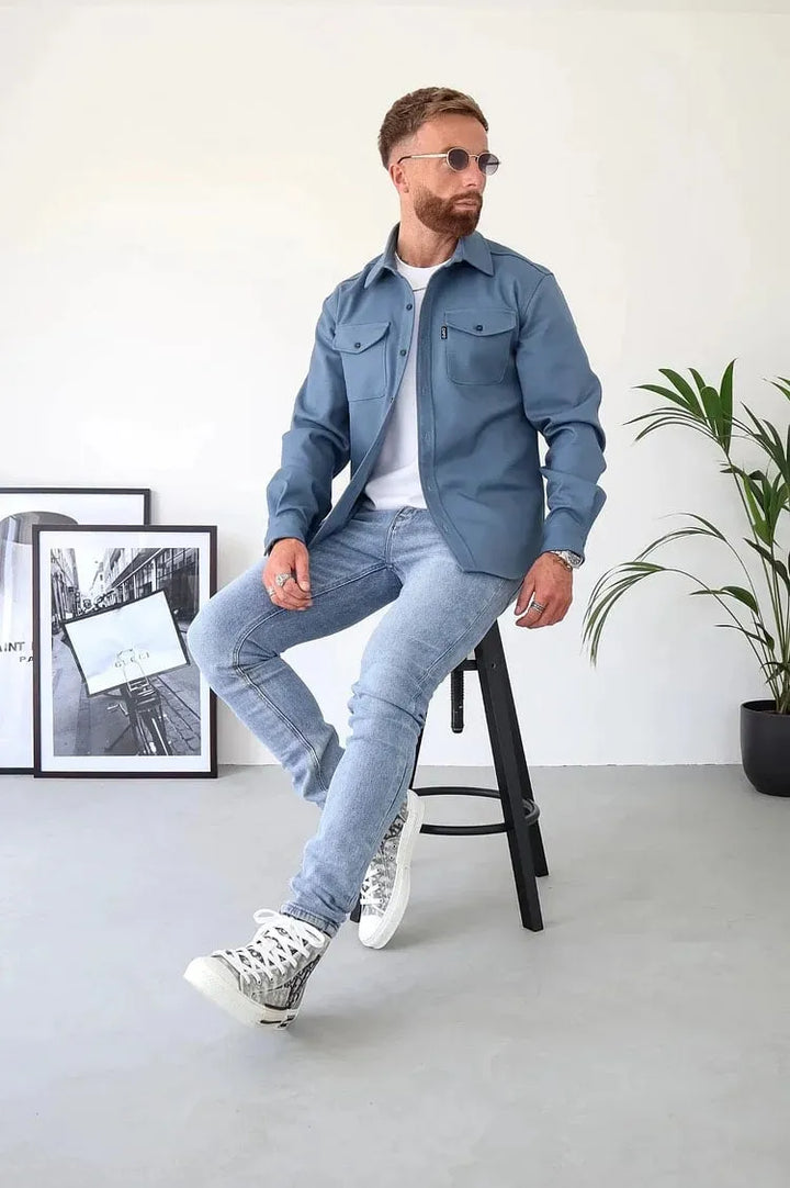 André™ - Veste en cuir avec boutons