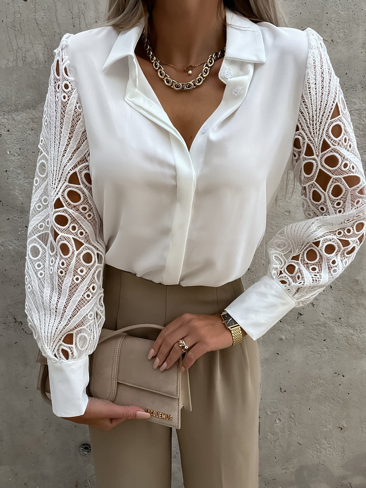 Melora | Blouse Élégante pour Femmes à Manches Longues avec Détails Brodés Décoratifs - Perfekte Haut Casual