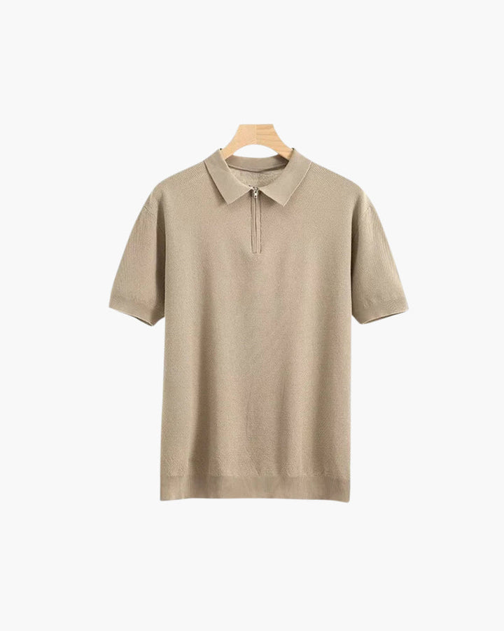 Polo Homme à Manches Courtes en Maille avec Zip Demi pour Confort et Style