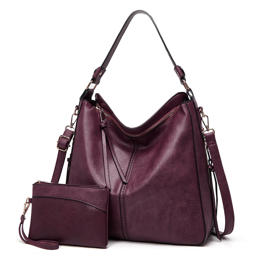 Mae - ensemble élégant de sac à épaule et de pochette en simili cuir de luxe