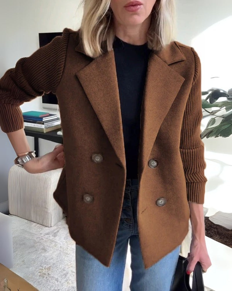 Vaida | Blazer décontracté de luxe pour femmes avec des manches tricotées - Élégante, douce et à la mode.