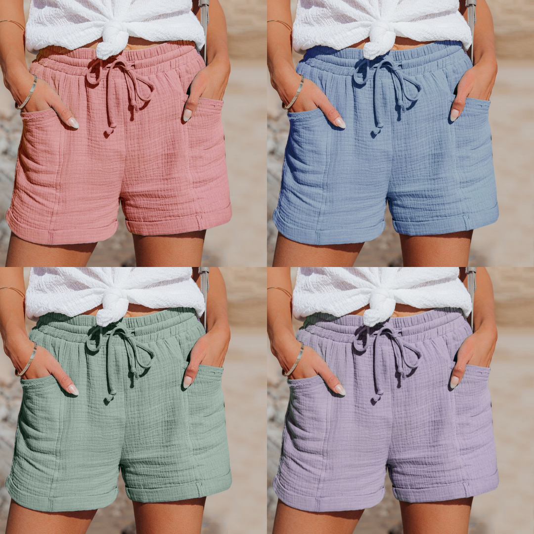 Perla - Shorts d'été en coton léger, confortables et élégants, avec cordon de serrage pratique.