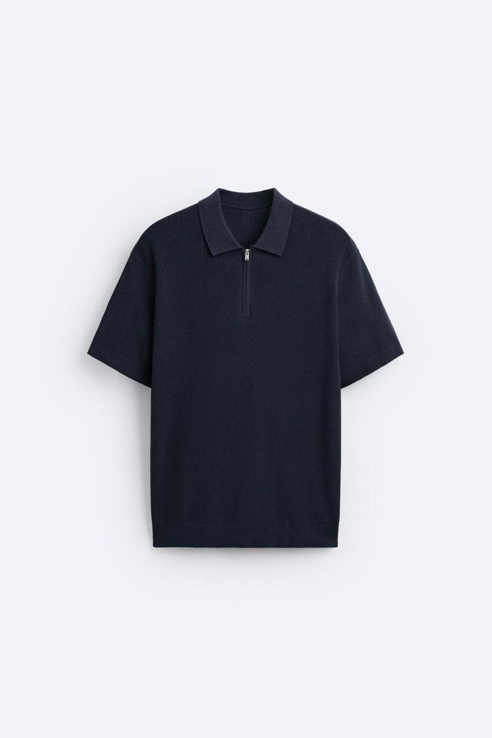 Polo tricotée élégante avec fermeture éclair pour un look raffiné