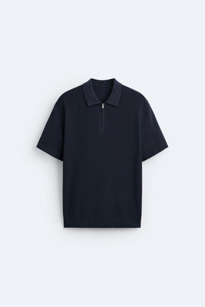 Polo tricotée élégante avec fermeture éclair pour un look raffiné