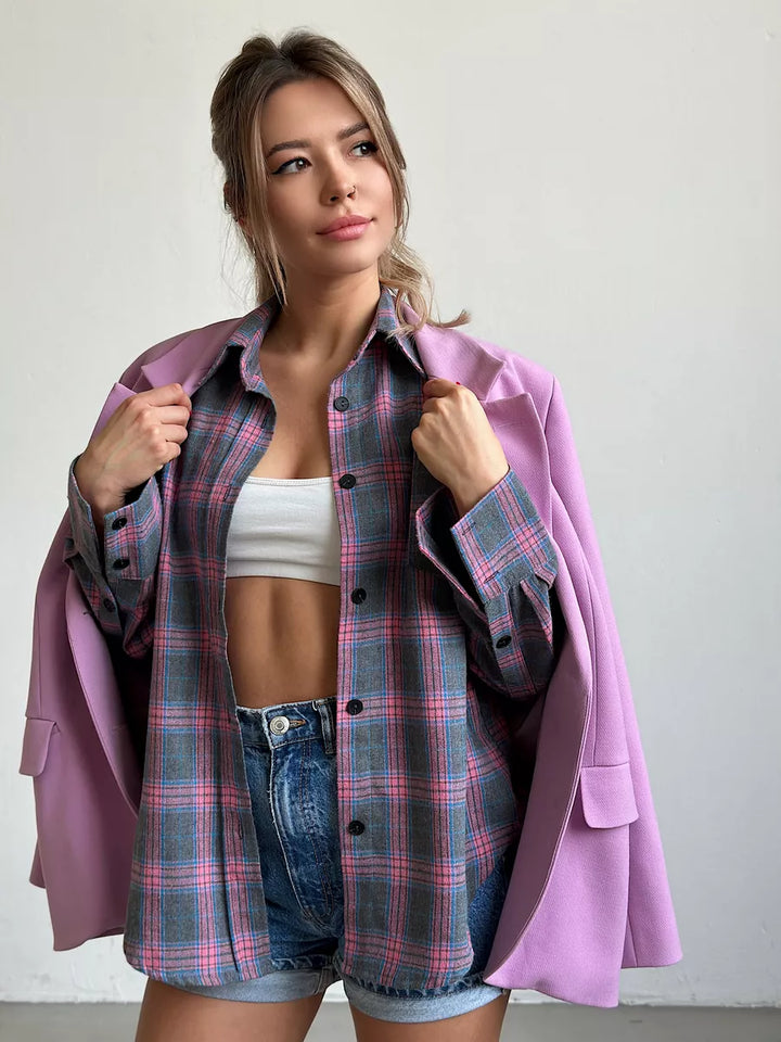 Carrie | Chemise à carreaux élégante en flanelle pour un look raffiné