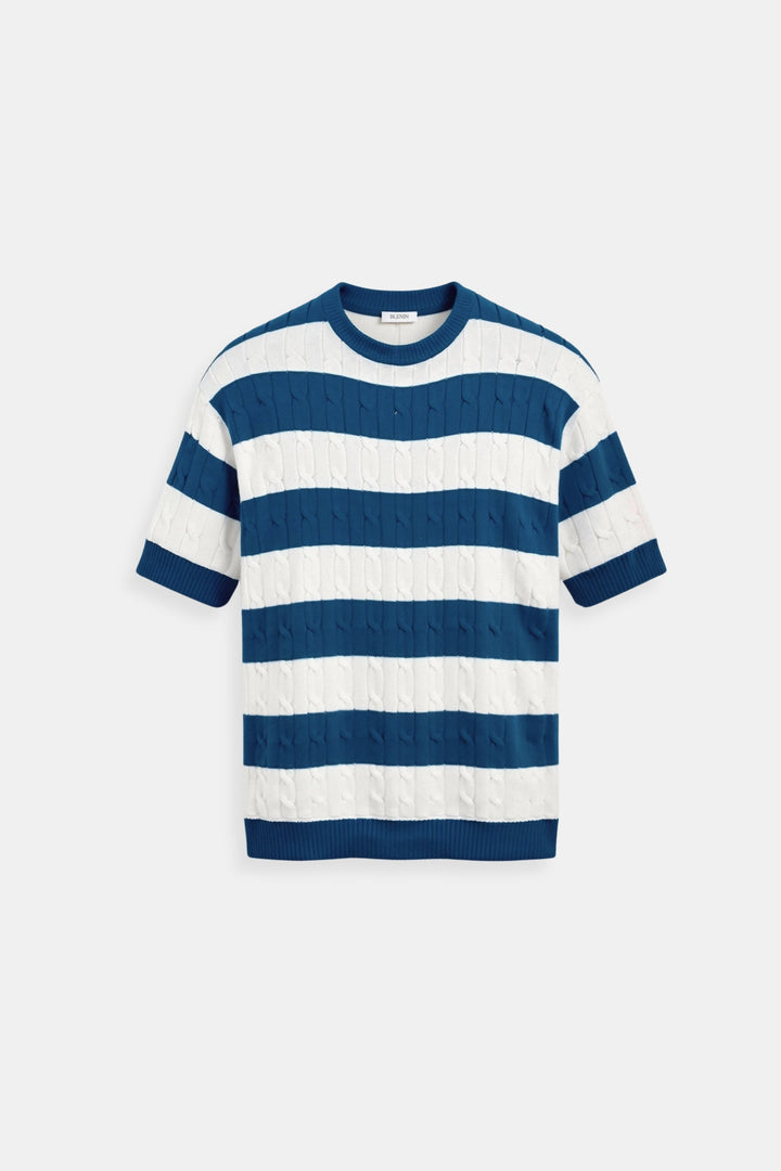 Élégant pull rayé à manches courtes pour hommes, pour un look élégant et confortable