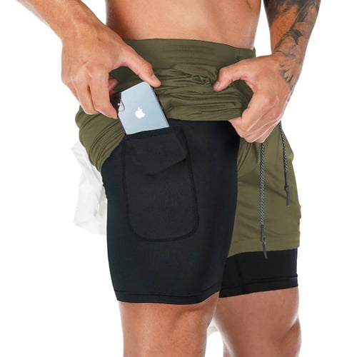 Shorts de fitness pour hommes avec double couche pour un confort accru