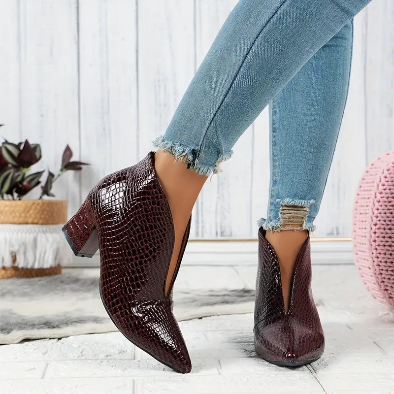 Sietske | Bottines croco brillantes élégantes pour un look stylé