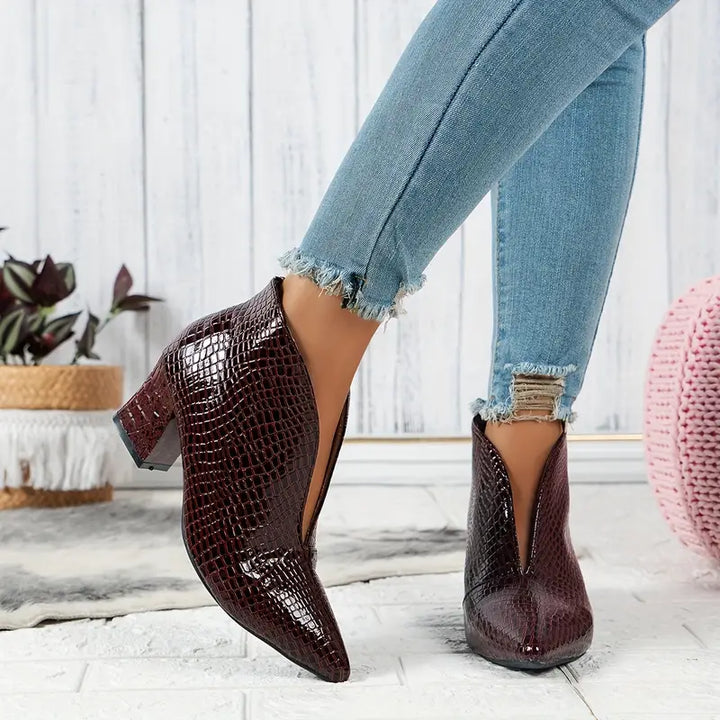 Sietske | Bottines croco brillantes élégantes pour un look stylé