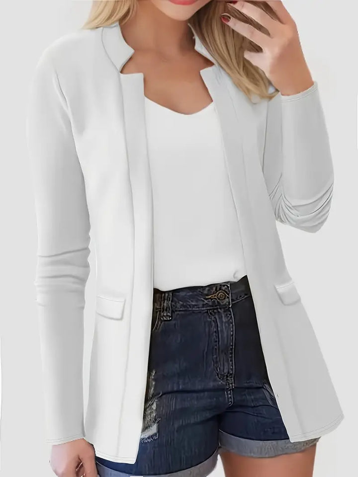 Blazer élégant et décontracté à manches longues et ouvert sur le devant pour un look sans effort