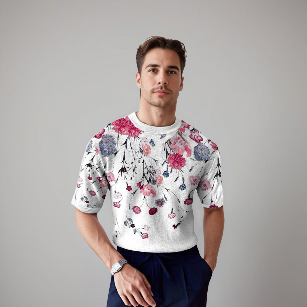 Damiano | Chemise Élégante à Manches Courtes Florales pour Hommes