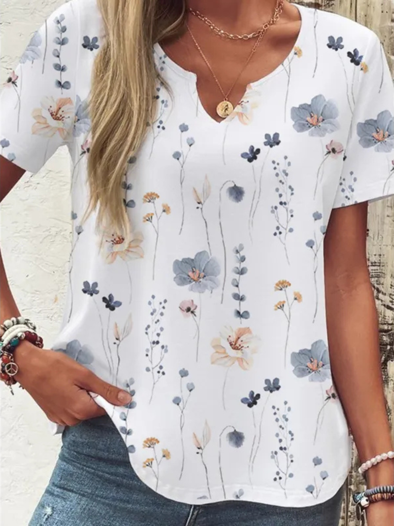 Chemisier pour femmes Lucrezia avec motif floral élégant à manches courtes - Le haut parfait pour toute occasion.